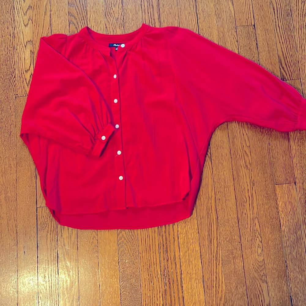 Madewell red button front blouse, Size XS
